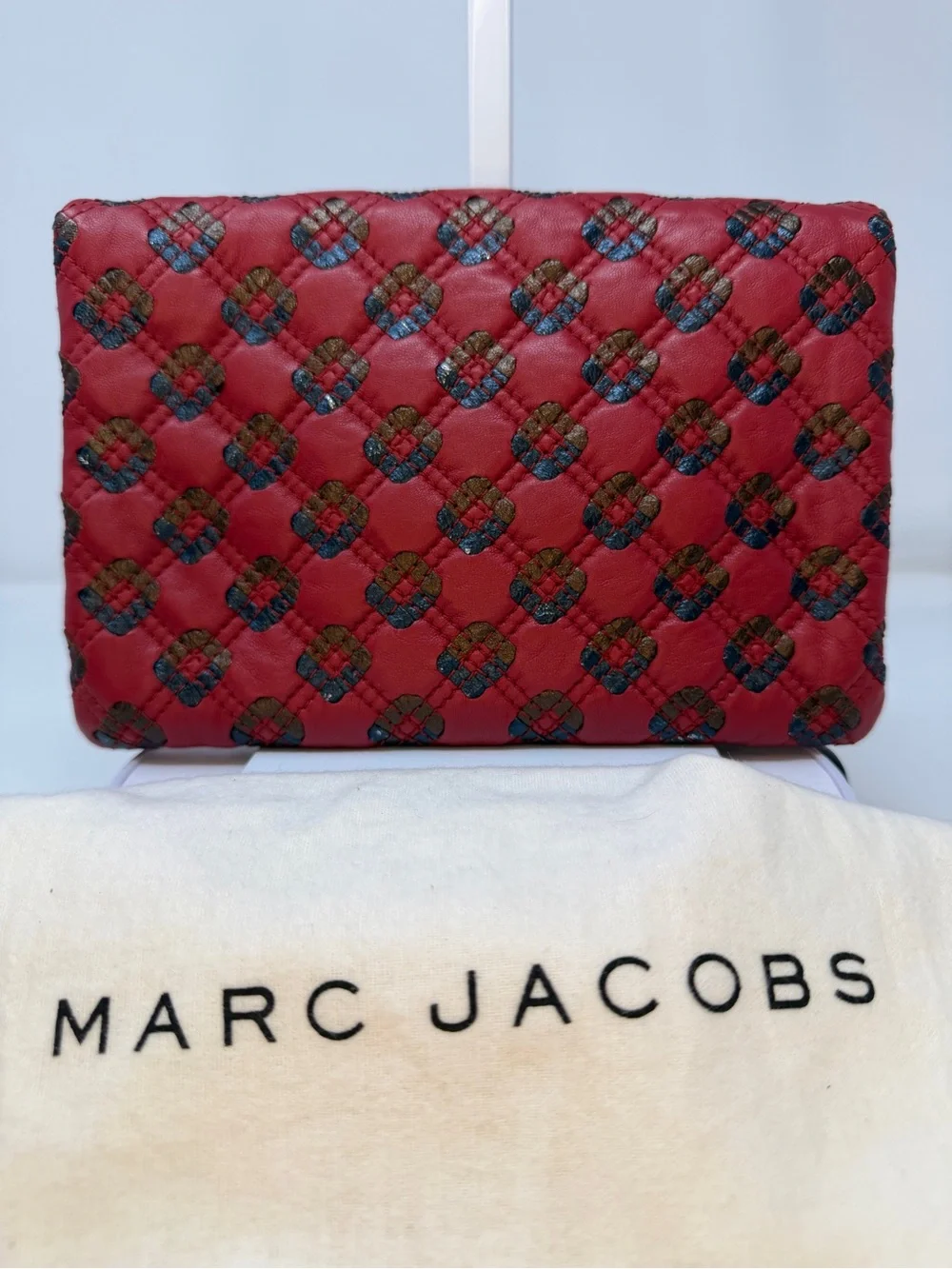 Marc Jacobs Memphis Tassel Padlock Pochette Clutch Bag Quilted Leather